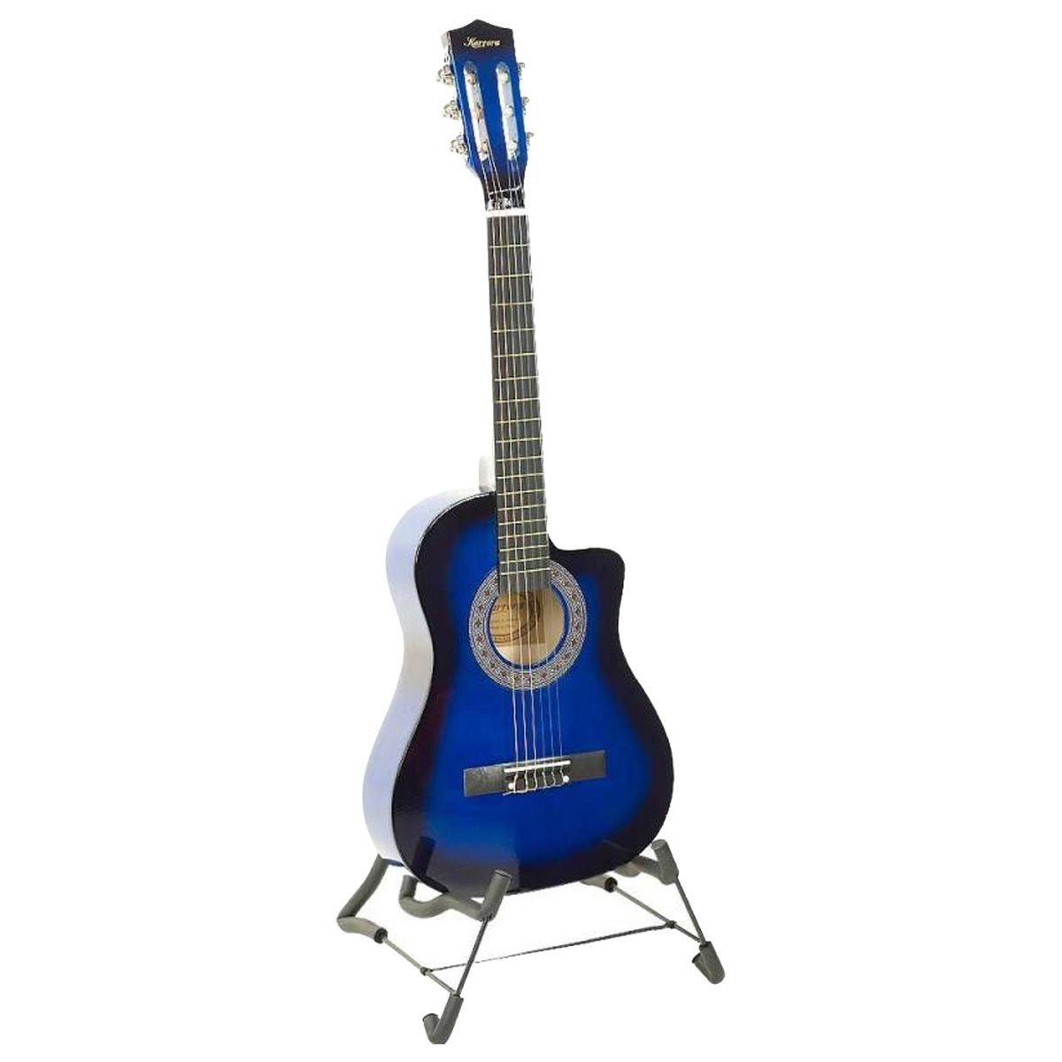 38in Pro Blue Burst Cutaway Karrera Acoustic Guitar With String Bag