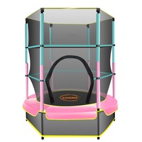 4.5ft Kahuna Trampoline Round Free Safety Net Spring Pad Cover Mat Outdoor - Green Pink