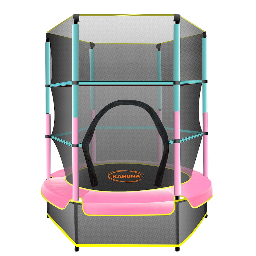 4.5ft Kahuna Trampoline Round Free Safety Net Spring Pad Cover Mat Outdoor - Green Pink