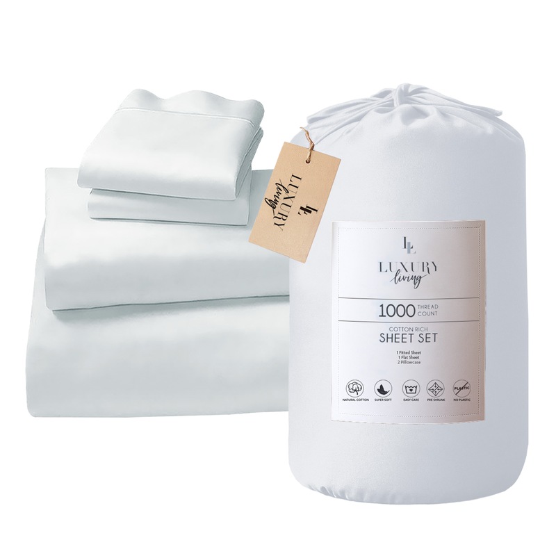 1000tc Cvc Cotton Queen Size Bed Sheet Set White Buy Queen Sheets