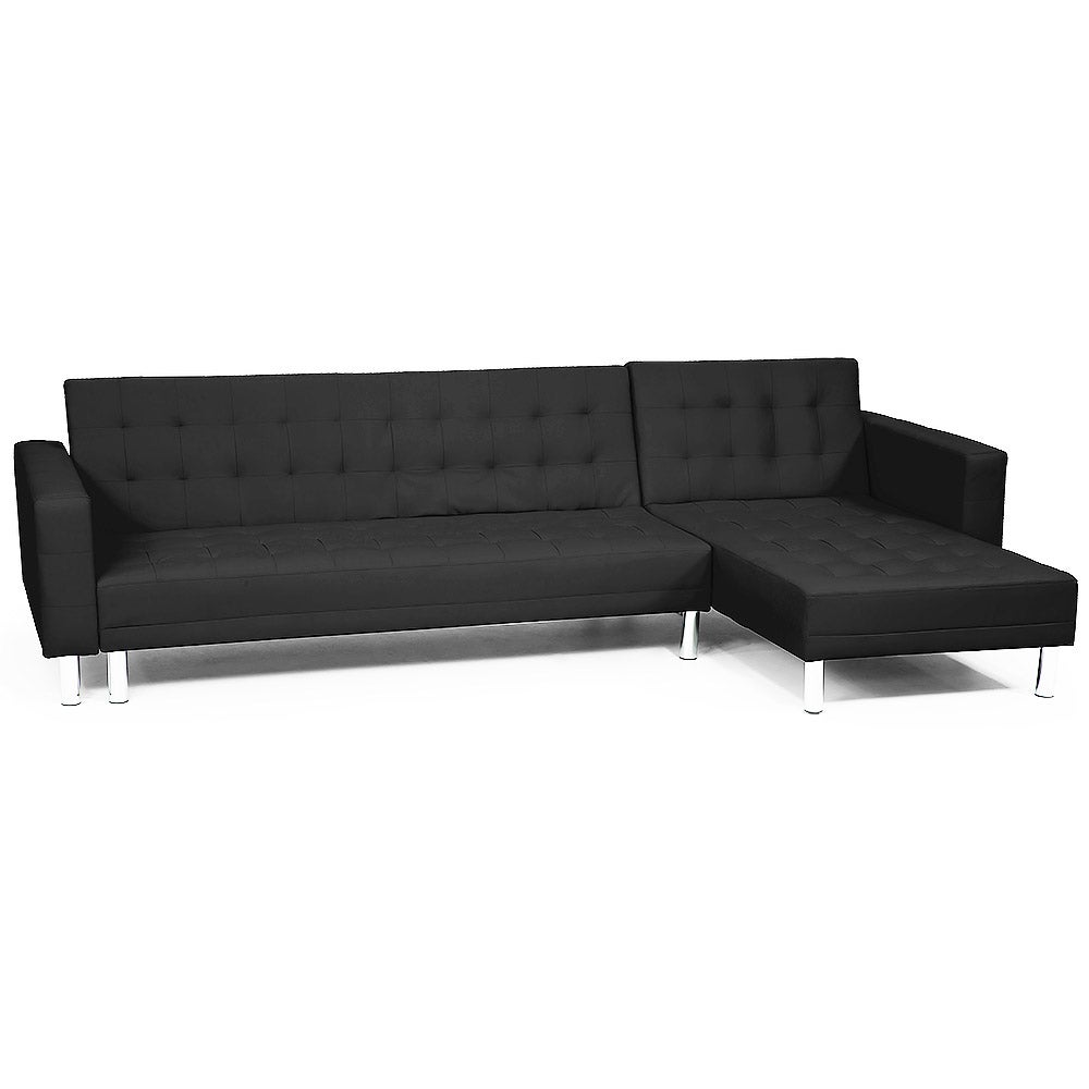 Sarantino Corner Sofa Lounge Couch Bed Modular Furniture Home Faux Leather Chaise Black