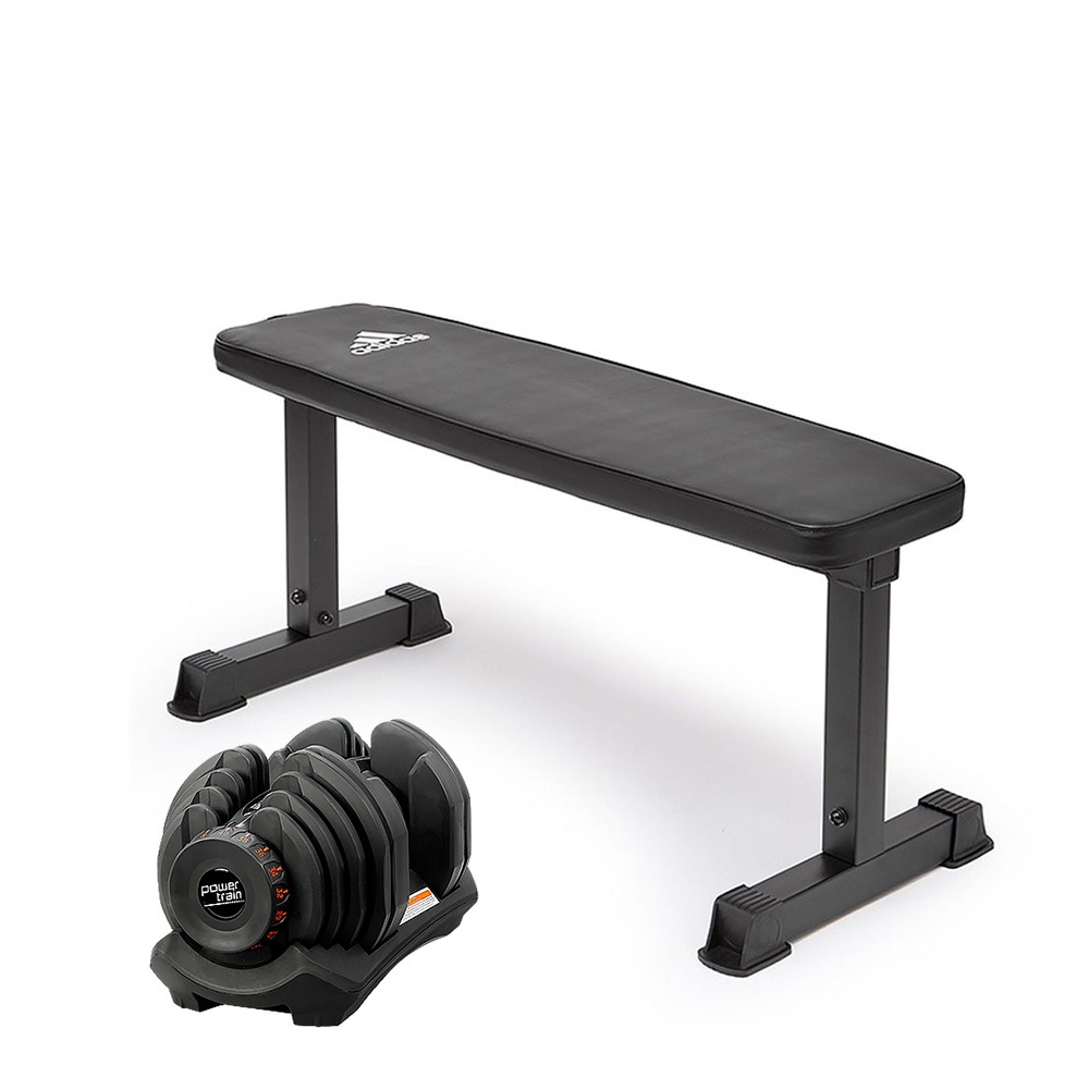 40kg Powertrain Adjustable Dumbbell Home Gym Weights w/ Adidas Bench 10437 Australia