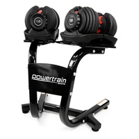 Powertrain Adjustable Dumbbells Set Home Gym Exercise Free Weights 48kg W/ Stand