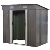 Buy 4ft x 8ft Garden Shed Flat Roof Outdoor Storage - Grey - MyDeal