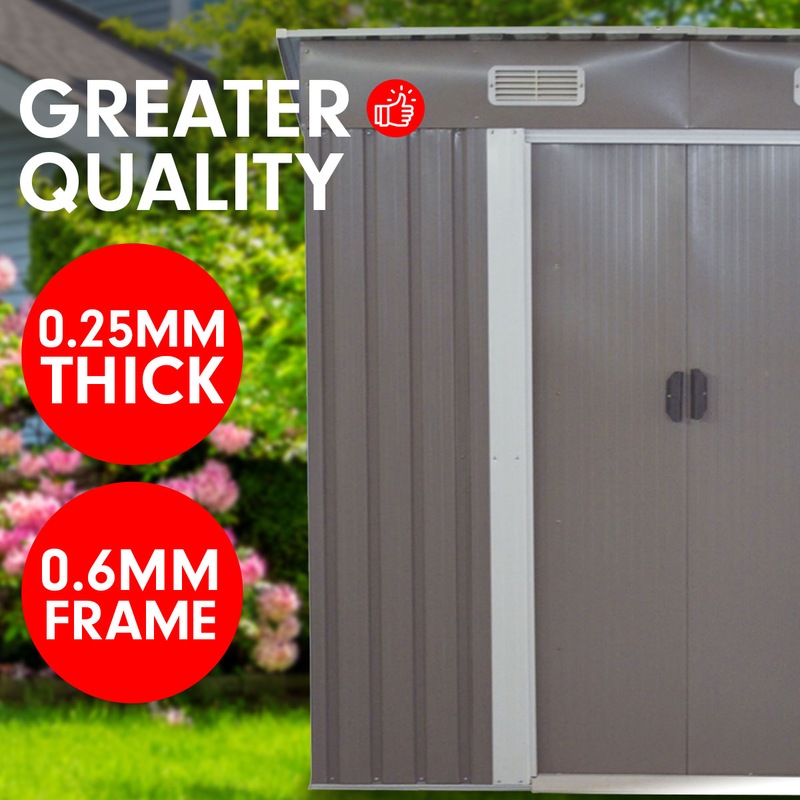 4ft x 8ft garden shed with base flat roof outdoor storage grey buy steel sheds 0787099883966