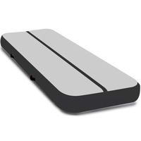 Powertrain 4m Inflatable Air Track Floor Exercise Gymnastics Tumbling Mat Yoga - Grey Black