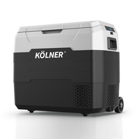 Kolner 50L Fridge Freezer Cooler 12/24/240v Camping Portable Refrigerator With Trolley - Black