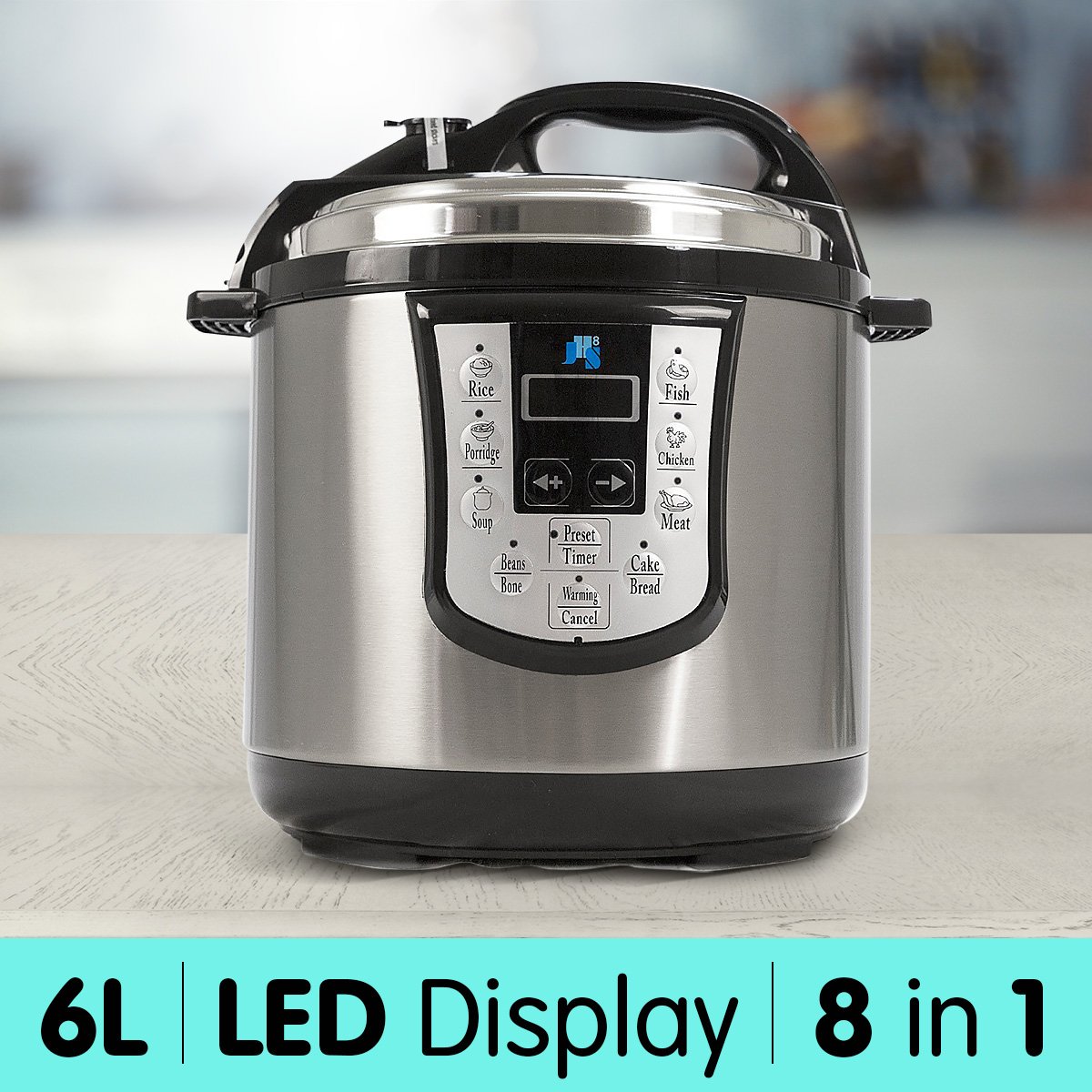 8 In1 Jhs Digital Pressure Electric Cooker Led Display Stainless Steel