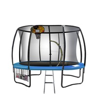 8ft Kahuna Trampoline Safety Net Spring Pad Cover Mat Ladder Free Basketball Set Orange/Blue