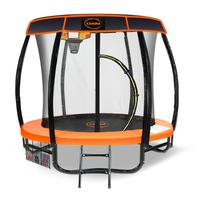 8ft Trampoline Free Safety Net Spring Pad Cover Mat Roof Basketball Set - Orange