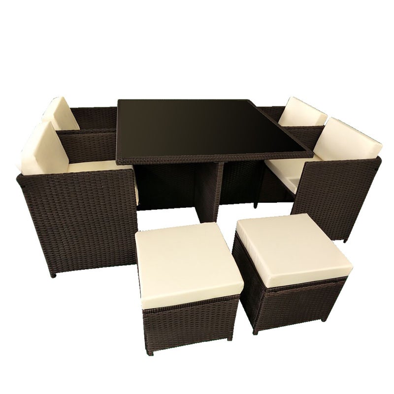 9 piece rattan cube dining set