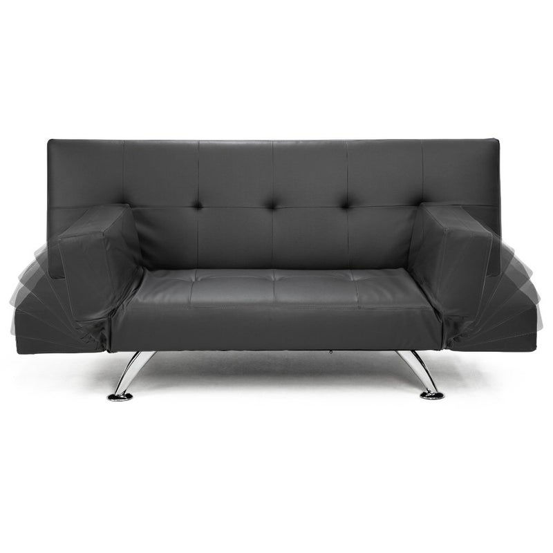Sarantino Sofa Bed Lounge Faux Leather, Sarantino 3 Seater Faux Leather Sofa Bed Couch Black