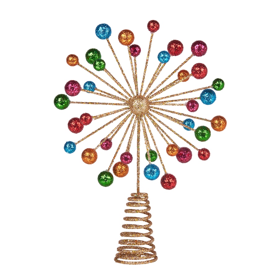 Christabelle Christmas Tree Topper Glittery Baubles Gold Decoration Multi-Colour Ornaments