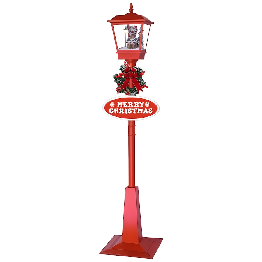 Christabelle 1.8m Christmas Lamp Post Outdoor Display Decoration LED Lights Front Yard Lawn Statue Ornament Red