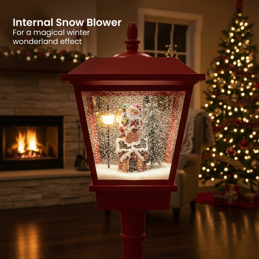 Christabelle 1.8m Christmas Lamp Post Outdoor Display Decoration LED Lights Front Yard Lawn Statue Ornament Red