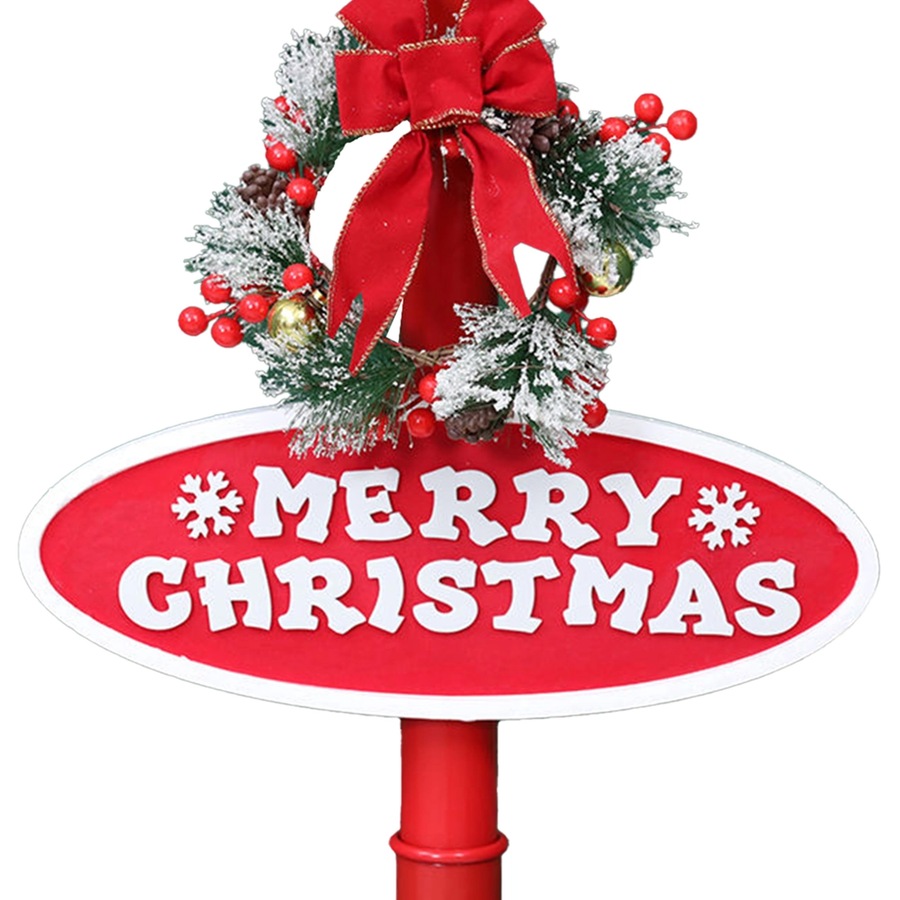 Christabelle 1.8m Christmas Lamp Post Outdoor Display Decoration LED Lights Front Yard Lawn Statue Ornament Red