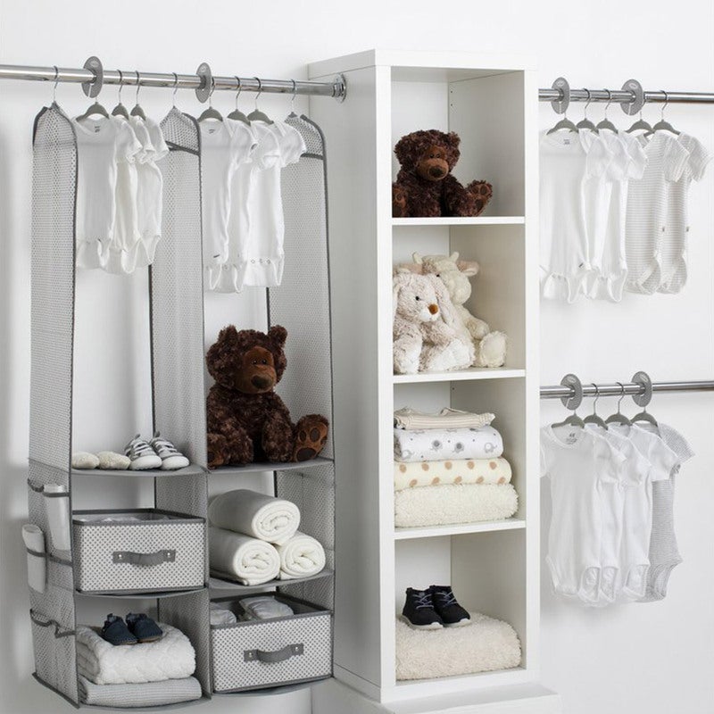 Delta Children 24 Piece Nursery Storage Set Drawers Box Hangers Closet Cool Grey