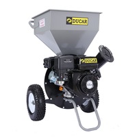 Ducar Wood Chipper Petrol Mulcher Dual Chute Shredder Garden 7hp Motor Upright Grinder - Grey