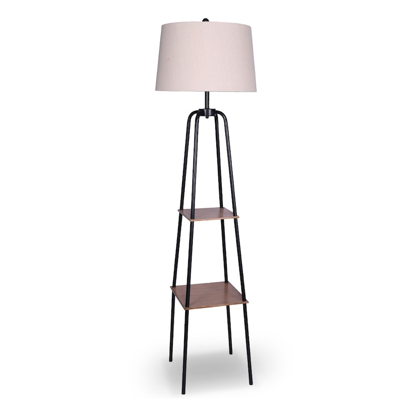 Sarantino Metal Etagere Floor Lamp Shade Shelf In Wood Finish Lamps 0787099890308 Sarantino Metal Etagere Floor Lamp, Stand Up Lamp Shade