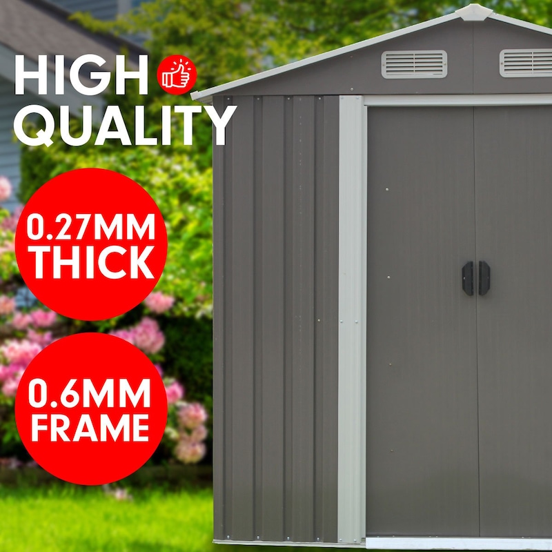 Buy Garden Shed Spire Roof 4ft x 6ft Outdoor Storage Shelter - Grey ...