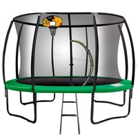 Kahuna 10ft Round Trampoline Safety Net Spring Pad Cover Mat Free Ladder Basketball Set Green