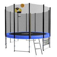 12ft Round Spring Trampoline Free Safety Outer Net+pad+mat+ladder+basketball Set
