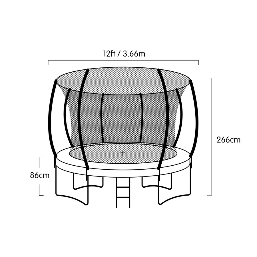 Kahuna 12ft Trampoline Free Ladder Spring Mat Net Safety Pad Cover Round Blue