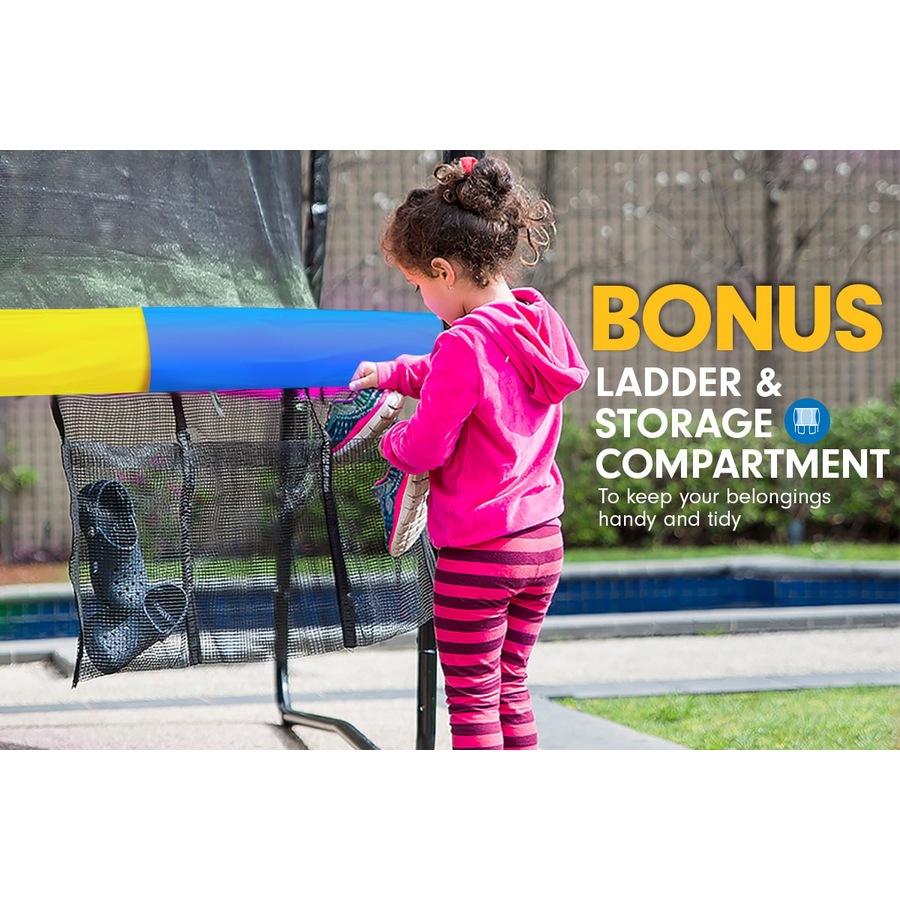 Kahuna 14ft Trampoline Free Safety Net Spring Rainbow Pad Roof Mat - Rainbow