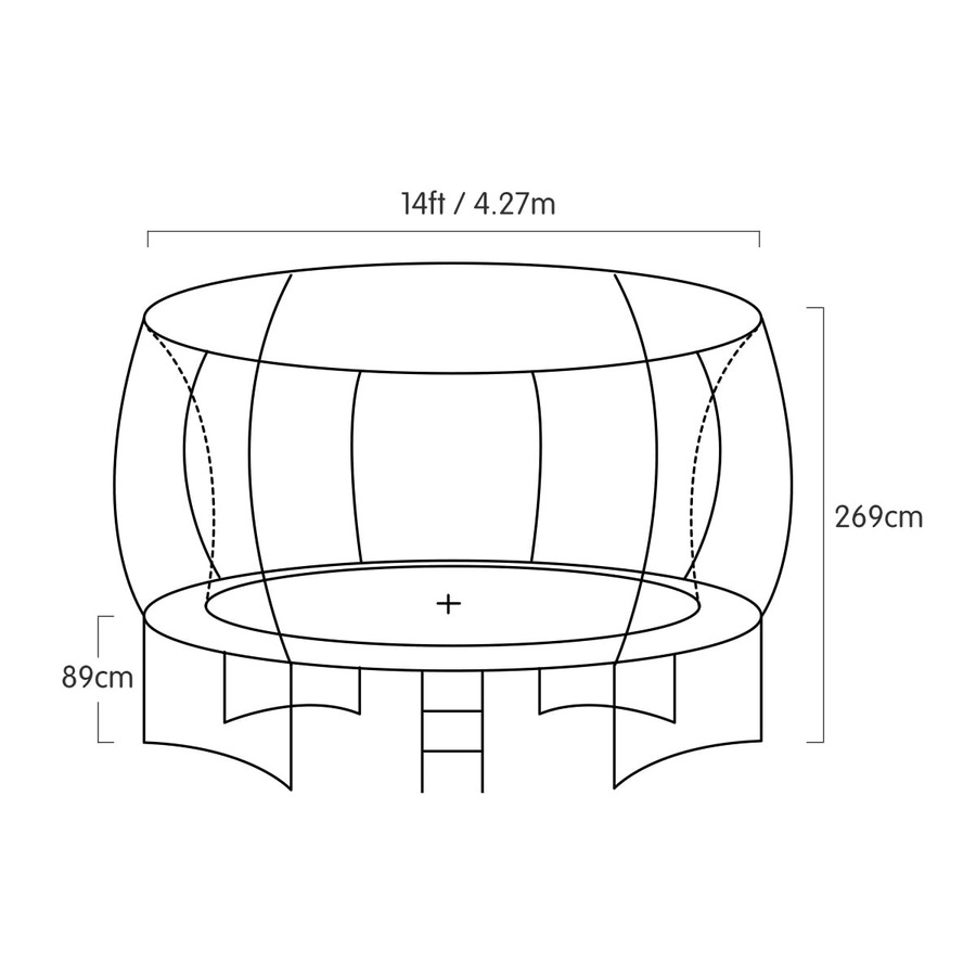 Kahuna 14ft Trampoline Free Safety Net Spring Rainbow Pad Roof Mat - Rainbow