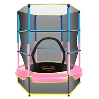 Kahuna 4.5ft Trampoline Round Free Safety Net Spring Pad Cover Mat Outdoor Blue Pink
