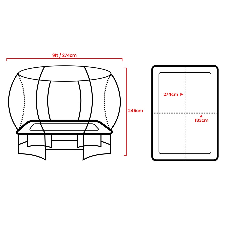Kahuna 6 ft x 9 ft Rectangular Outdoor Trampoline - Rainbow