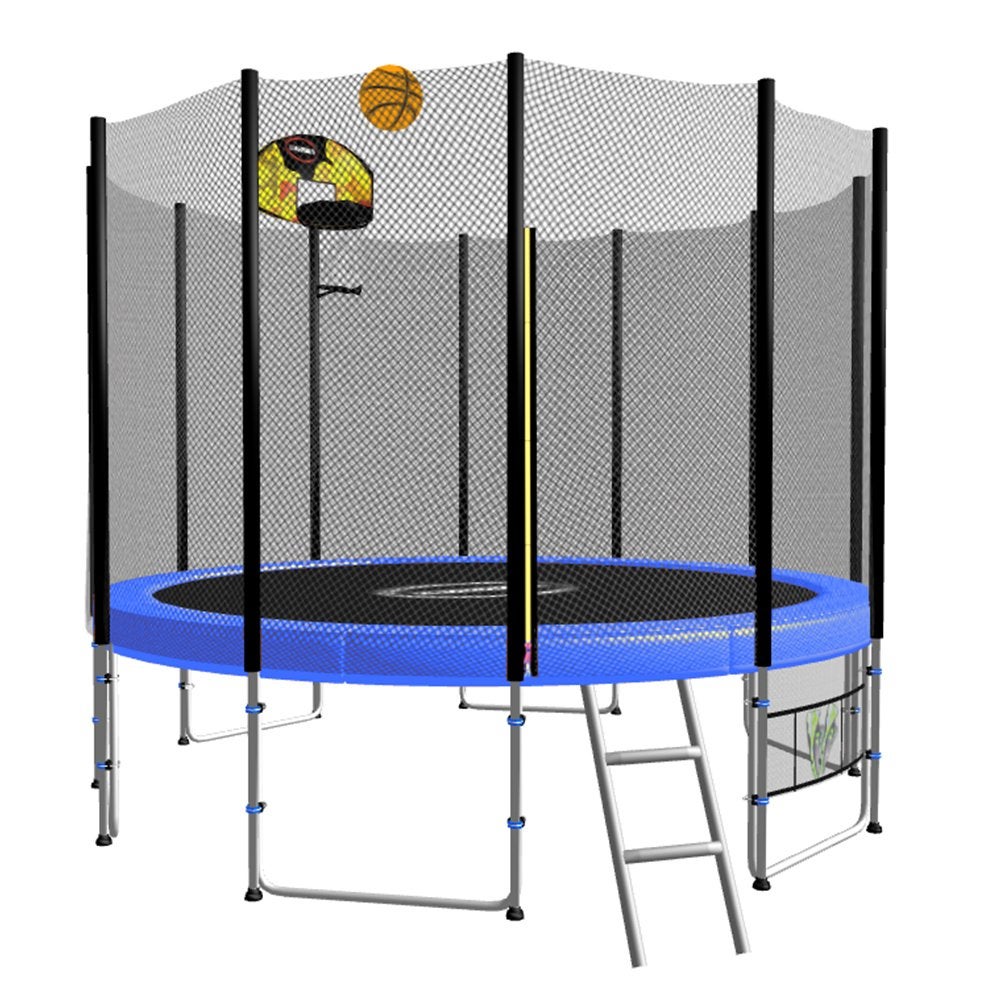 New 8ft Round Trampoline Free Safety Net+pad+mat+ladder+shoe Tidy+basketball Set