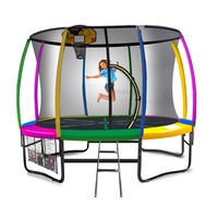 8ft Kahuna Trampoline Safety Net Spring Pad Cover Mat Ladder Free Basketball Set