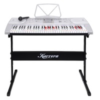 Karrera 61 Keys Electronic LED Keyboard Teaching Piano with Stand - Silver