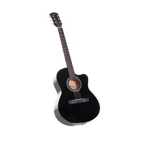 Karrera 40in Acoustic Cutaway Guitar Bonus Bag Strings Picks Winder Strap Black