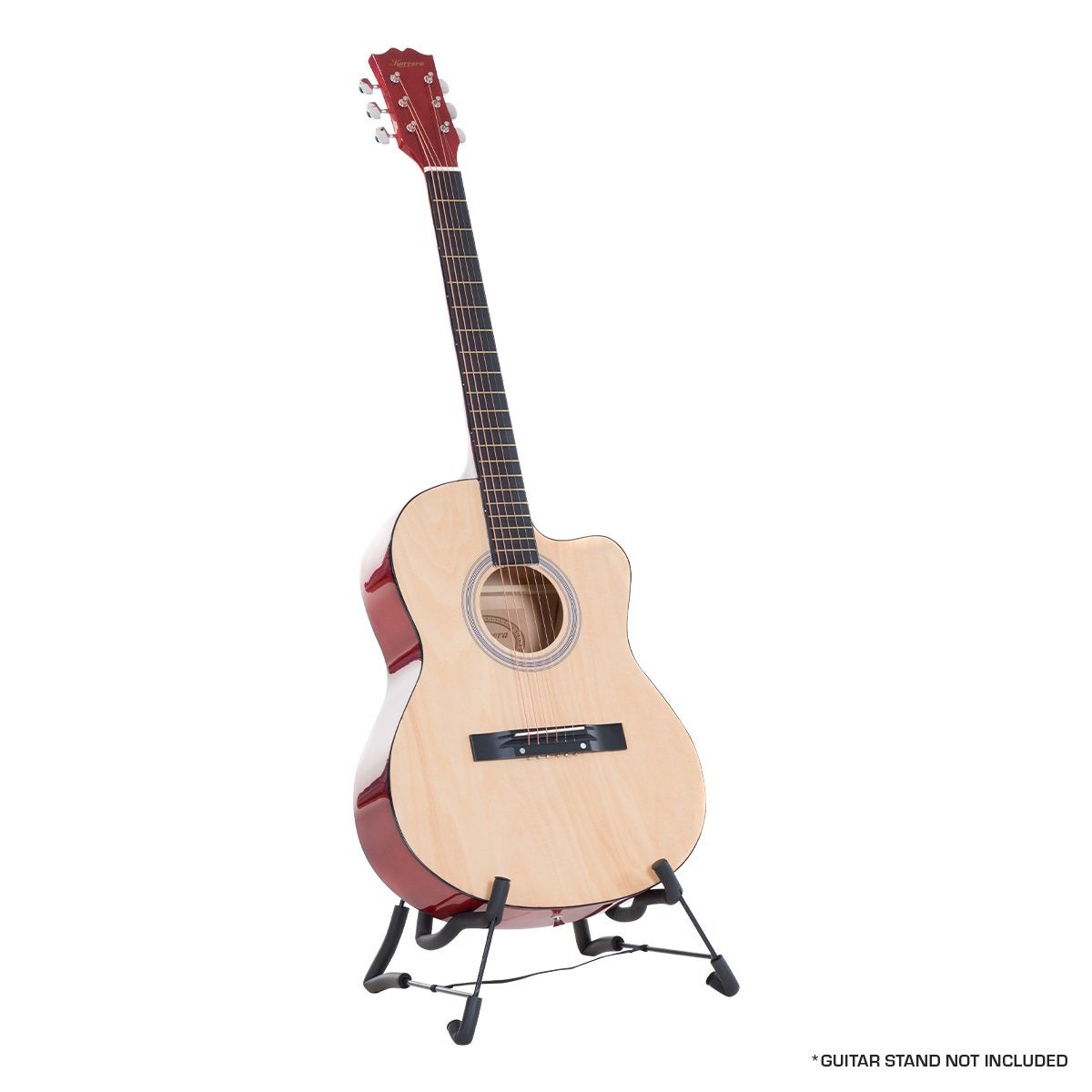 New 40in Karrera Acoustic Cutaway Guitar Bag Strings Picks Winder Strap Natural