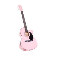 Karrera 40in Acoustic Cutaway Guitar Bonus Bag Strings Picks Winder Strap Pink