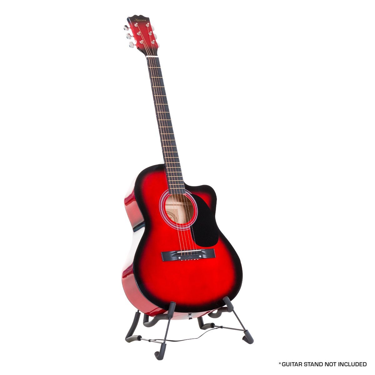 New 40in Karrera Acoustic Cutaway Guitar Bag Strings Picks Winder Strap Red