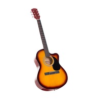 Karrera 40in Acoustic Cutaway Guitar Bag Strings Picks Winder Strap Sunburst