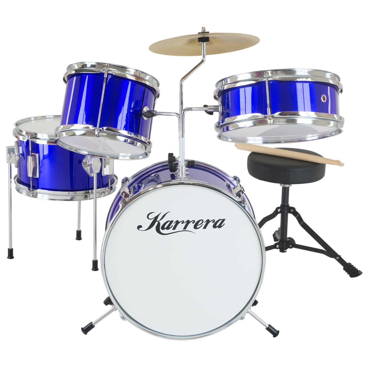 Karrera Childrens 4 Piece Drum Kit Set - Blue