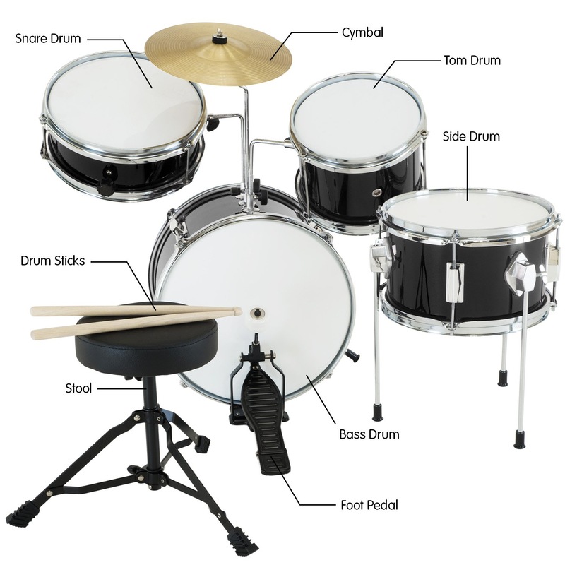 Buy Karrera Childrens 4 Piece Drum Kit Set Black MyDeal