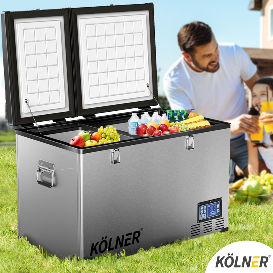 Kolner 80l Portable Fridge Freezer Cooler Camping Refrigerator Stainless Steel