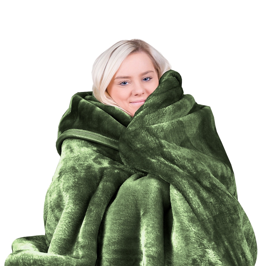 Laura Hill 800GSM Heavy Faux Mink Blanket Double-Sided Queen Size Soft Plush Bed Throw Rug 220 X 240cm - Green