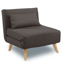 Linen Corner Sofa Bed Comfortable Chair Single Seater Adjustable Suite Brown