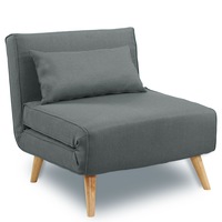 Sarantino Linen Corner Sofa Bed Chair Single Seater Adjustable Dark Grey