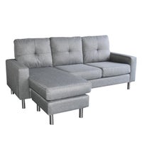 Suede Corner Sofa Bed Couch with Chaise - Grey - MyDeal
