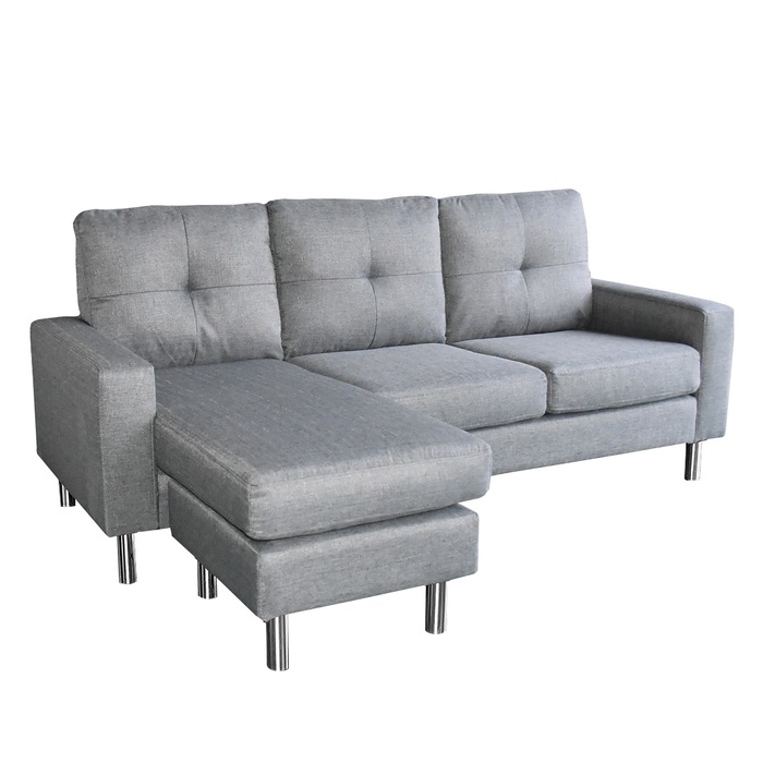 Suede Corner Sofa Bed Couch with Chaise Grey MyDeal