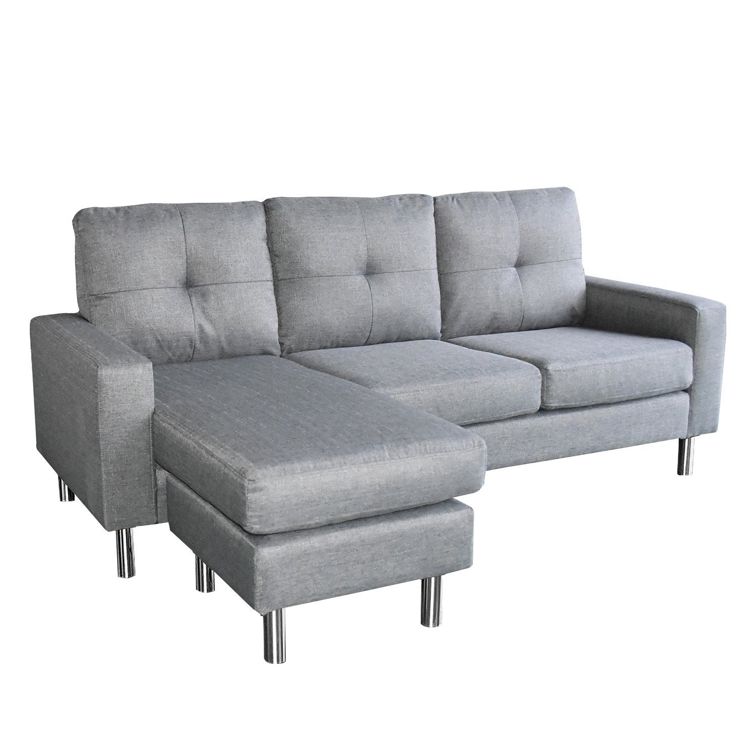 Sarantino Adjustable Linen Corner Sofa Lounge Couch Modular Furniture L Chair Home Chaise Grey