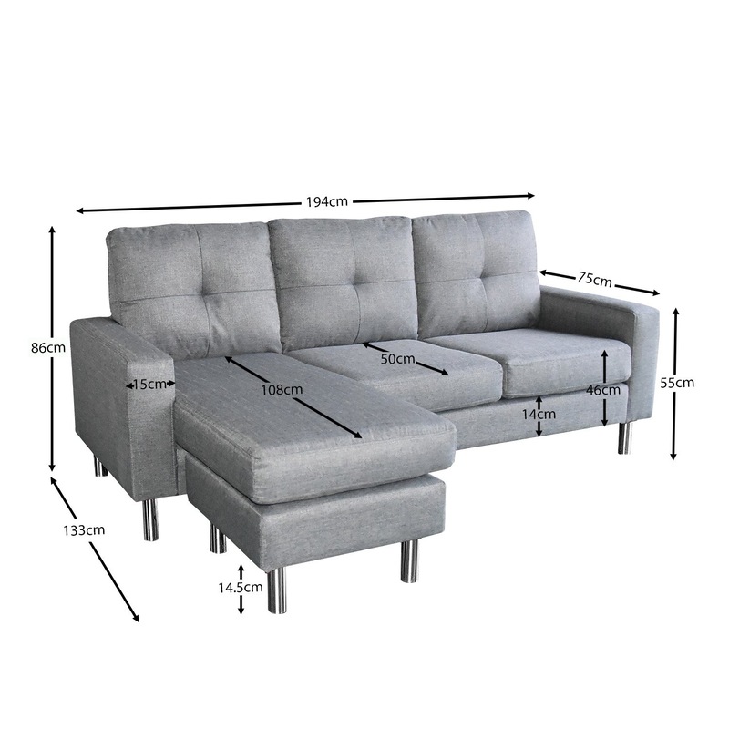 Buy Sarantino Adjustable Linen Corner Sofa Lounge Couch Modular Furniture L Chair Home Chaise