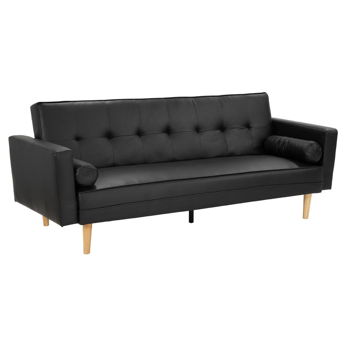 Madison Faux Leather Sofa Bed Lounge Couch Futon Furniture Home Suite - Black